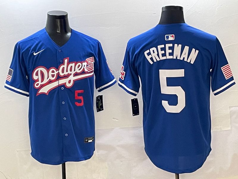 Men Los Angeles Dodgers 5 Freeman Blue Second generation Joint Name Nike 2025 MLB Jersey style 4